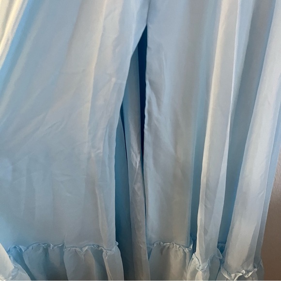 Mac Duggal High Neck Tiered Chiffon Halter Gown Sky Blue 12 NWT 67816 - Picture 7 of 9